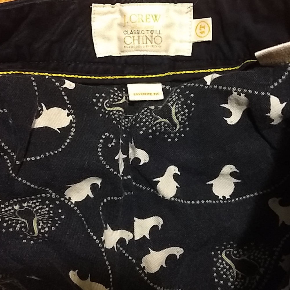 J Crew flannel lined 4T Long w Penguins!